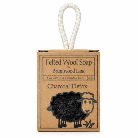 【新款】新西兰Bruntwood Lane Charcoal Detox  羊毛毡羊毛皂100g  竹炭净化款